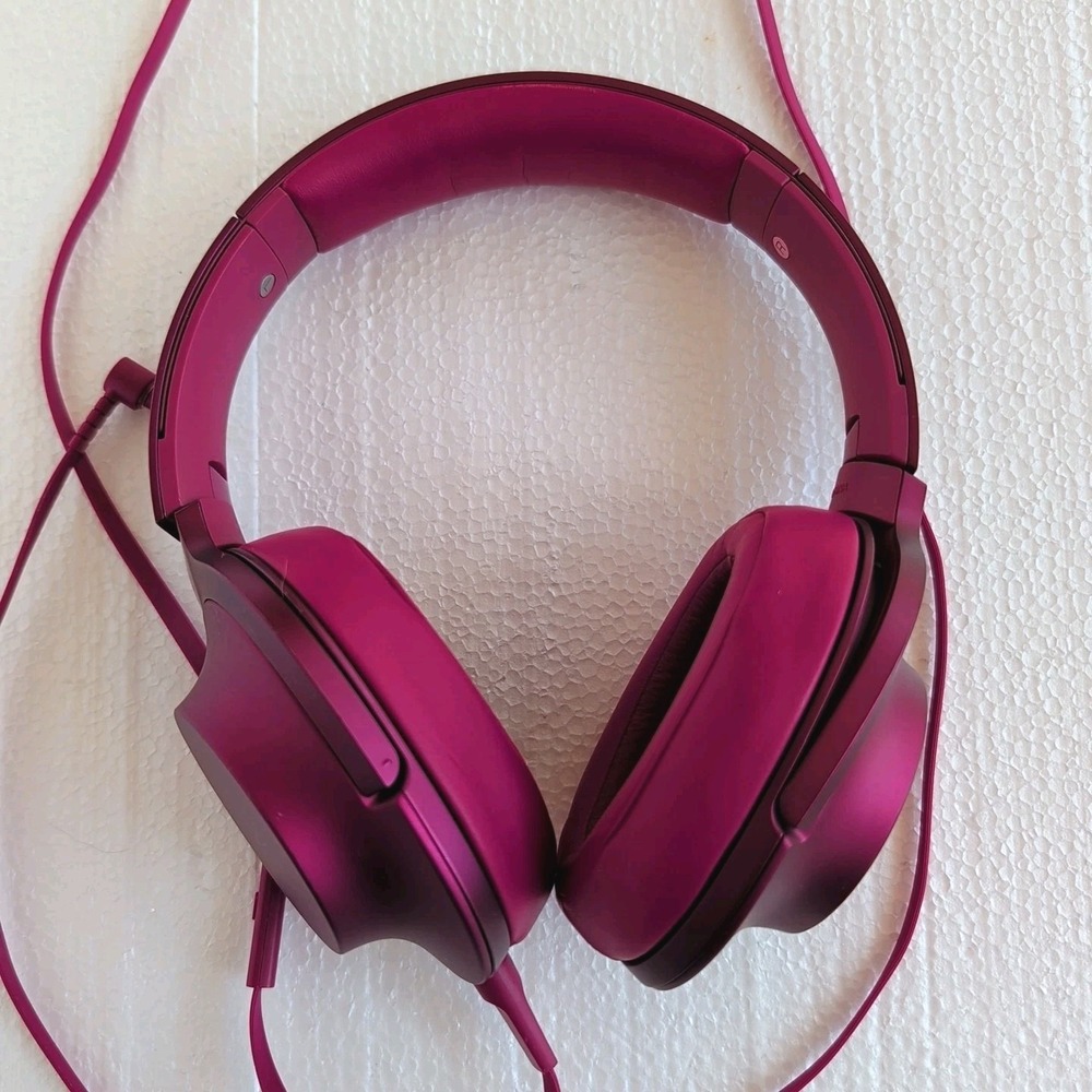 Rare Sony‎ MDR-100A Bordeaux Pink Wired Headphones Tested Working **Read** - Picture 2 of 12